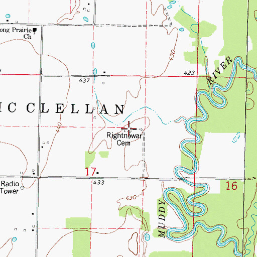 Topographic Map of Rightnower Cemetery, IL