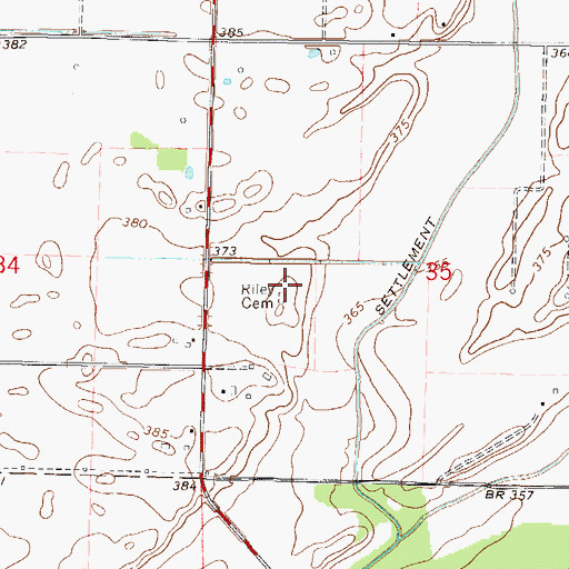 Topographic Map of Riley Cemetery, IL