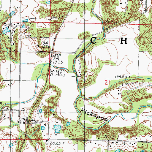 Topographic Map of Riley Creek, IL