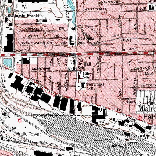 Topographic Map of J W Riley Elementary School, IL