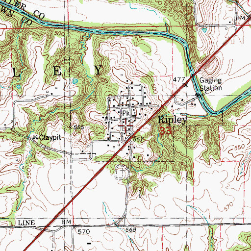 Topographic Map of Ripley, IL