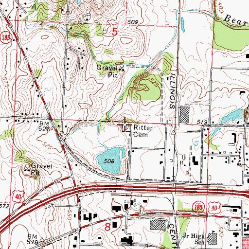 Topographic Map of Ritter Cemetery, IL