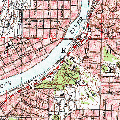 Topographic Map of River Front Park, IL