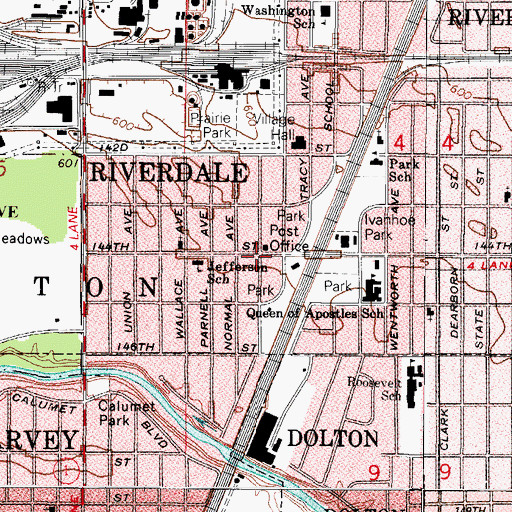 Topographic Map of Riverdale, IL