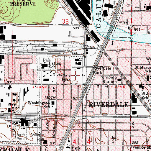 Topographic Map of Riverdale Park, IL