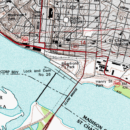 Topographic Map of Riverfront Park, IL