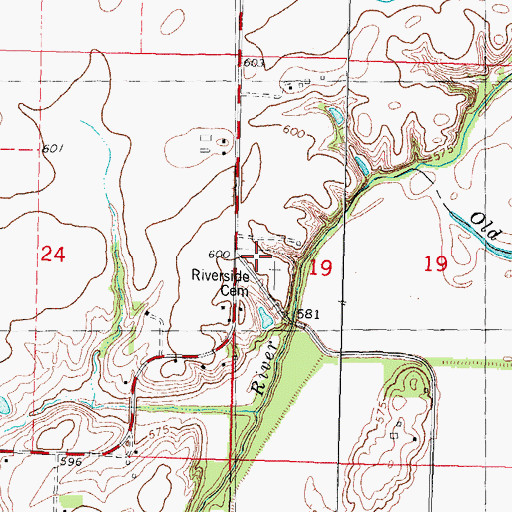 Topographic Map of Riverside Cemetery, IL