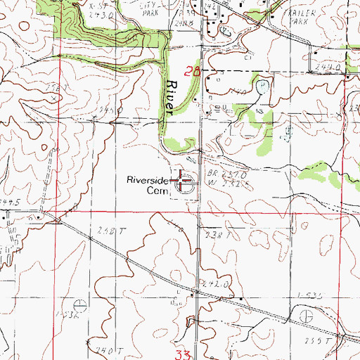 Topographic Map of Riverside Cemetery, IL