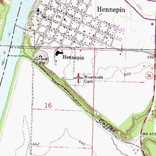 Topographic Map of Riverside Cemetery, IL