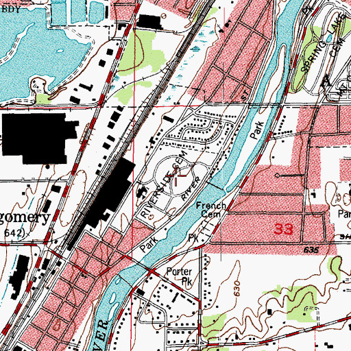 Topographic Map of Riverside Cemetery, IL