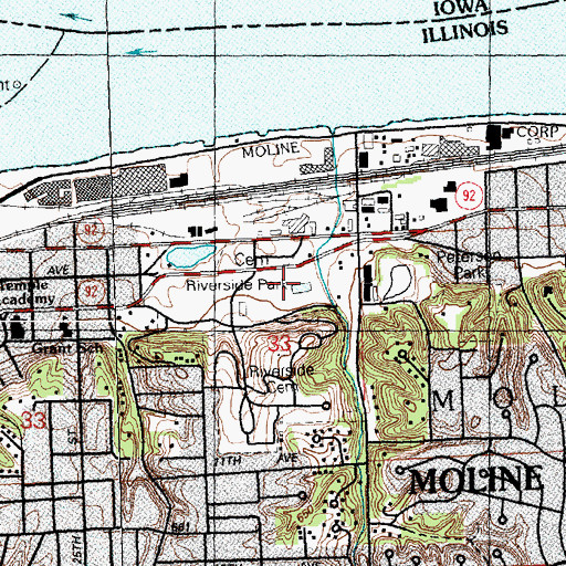 Topographic Map of Riverside Park, IL