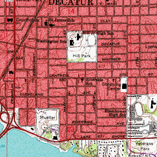 Topographic Map of Riverside School, IL