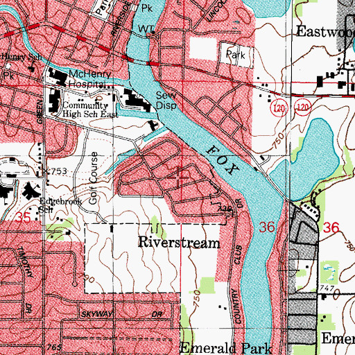 Topographic Map of Riverstream, IL