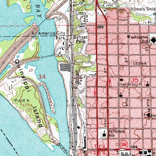 Topographic Map of Riverview Park, IL