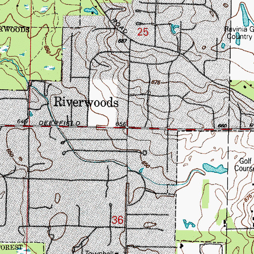 Topographic Map of Riverwoods, IL