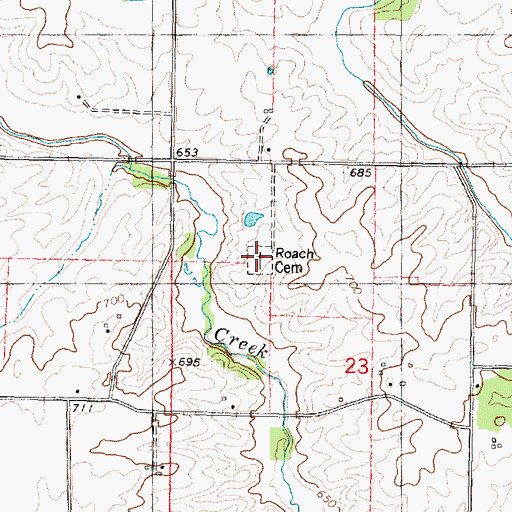 Topographic Map of Roach Cemetery, IL