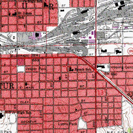 Topographic Map of Roach School, IL