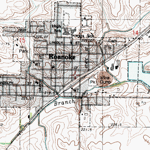 Topographic Map of Roanoke, IL