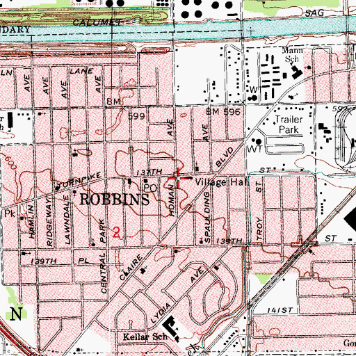 Topographic Map of Robbins, IL