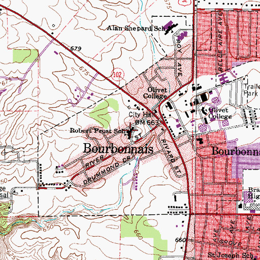 Topographic Map of Robert Frost Elementary School, IL