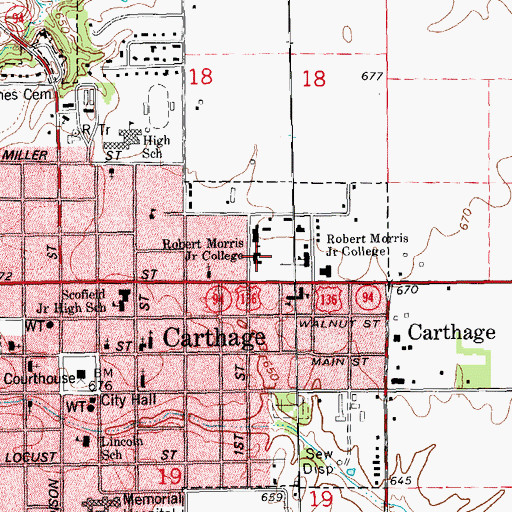 Topographic Map of Robert Morris Junior College, IL