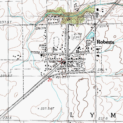 Topographic Map of Roberts, IL