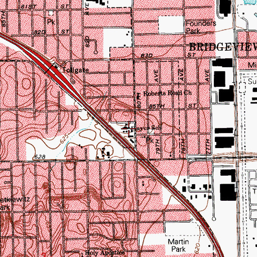 Topographic Map of Roberts Park School, IL