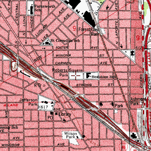 Topographic Map of Roberts Square Park, IL