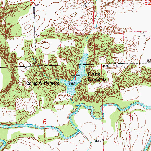 Topographic Map of Lake Roberts, IL