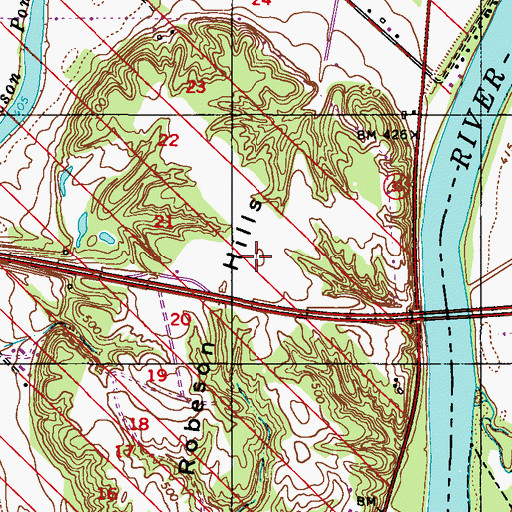 Topographic Map of Robeson Hills, IL