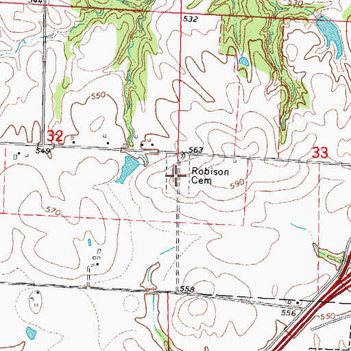 Topographic Map of Robinson Cemetery, IL
