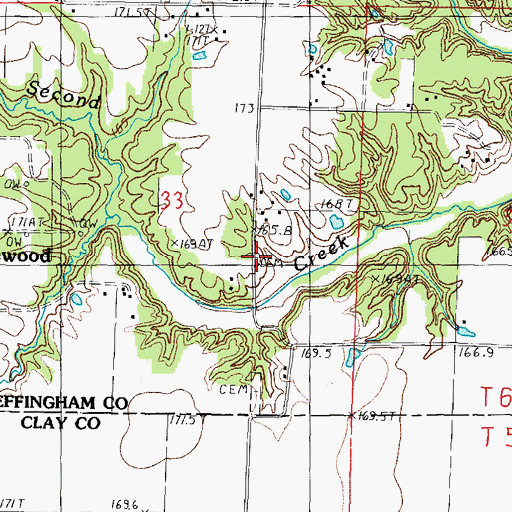 Topographic Map of Robinson Cemetery, IL