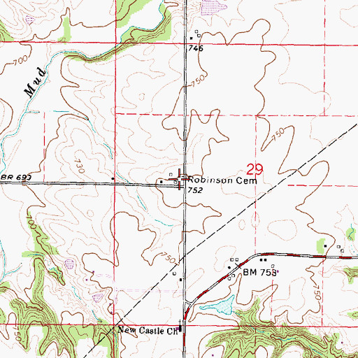 Topographic Map of Roberson Cemetery, IL