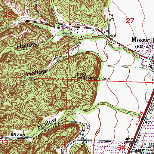 Topographic Map of Robinson Cemetery, IL