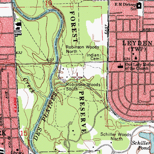 Topographic Map of Robinson Woods South, IL
