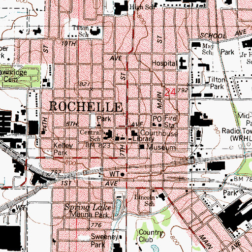Topographic Map of Rochelle, IL