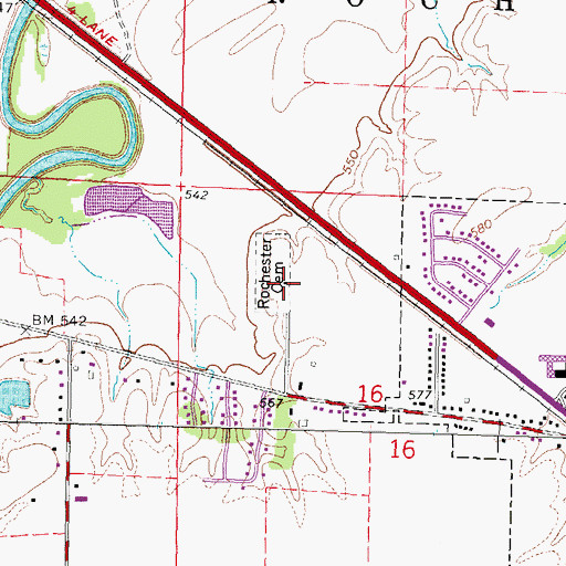 Topographic Map of Rochester Cemetery, IL