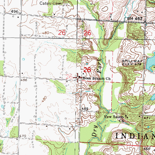 Topographic Map of Rock Branch Church, IL