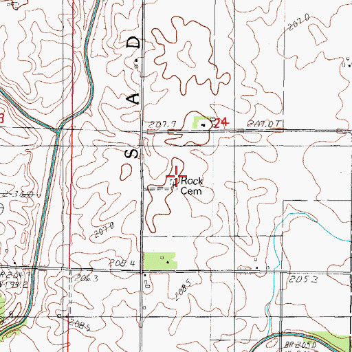 Topographic Map of Rock Cemetery, IL