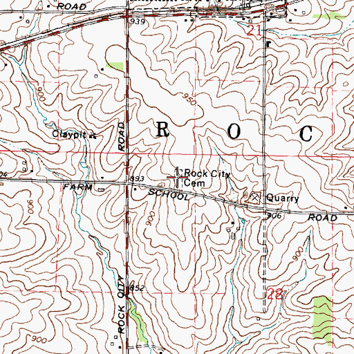 Topographic Map of Rock City Cemetery, IL