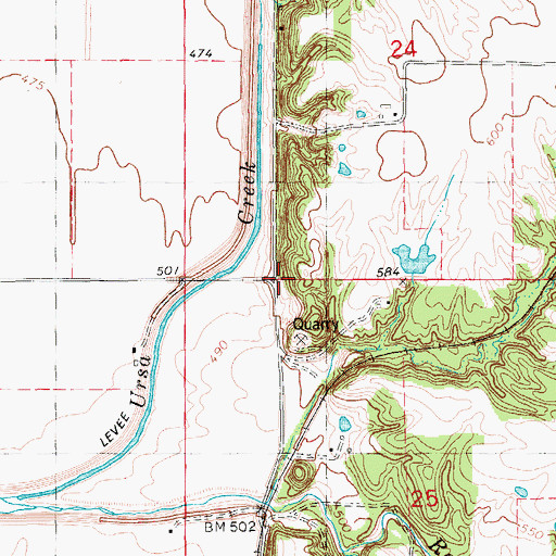 Topographic Map of Rock Creek School (historical), IL