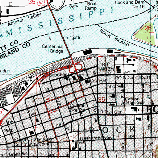 Topographic Map of Rock Island, IL