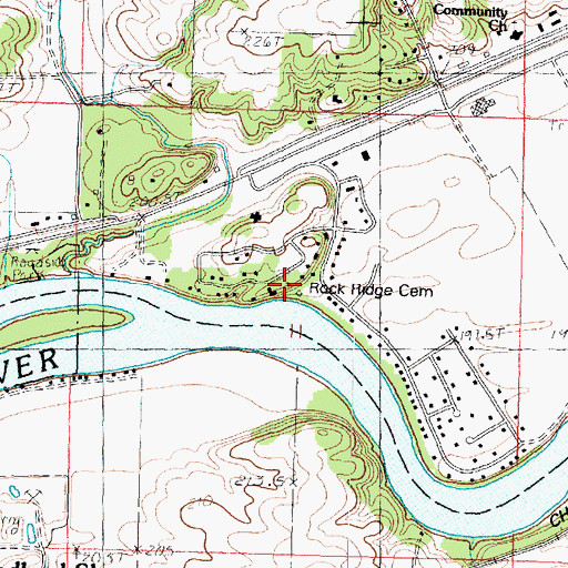 Topographic Map of Rock Ridge Cemetery, IL