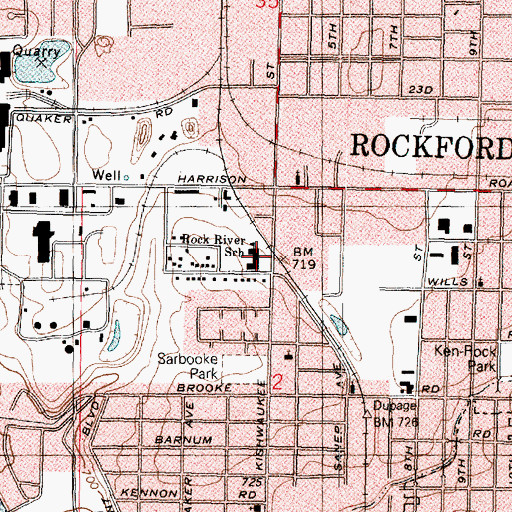 Topographic Map of Rock River Elementary School, IL