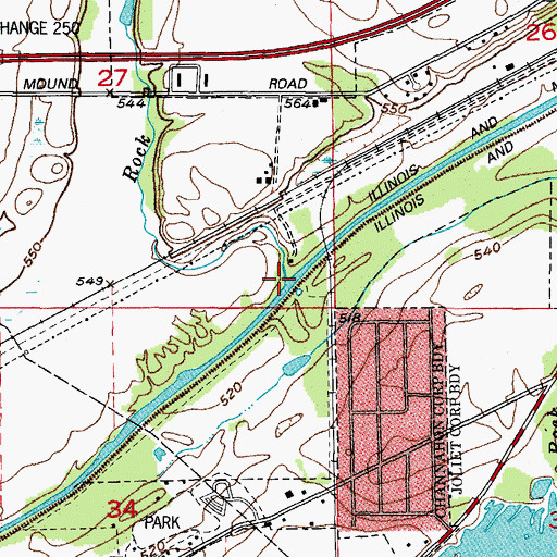 Topographic Map of Rock Run, IL