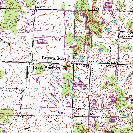 Topographic Map of Rock Springs Church, IL