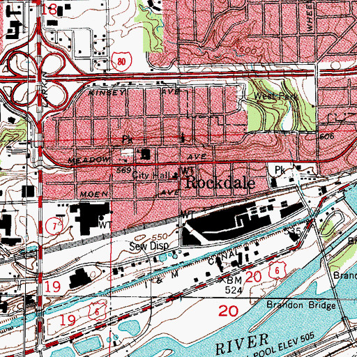 Topographic Map of Rockdale, IL