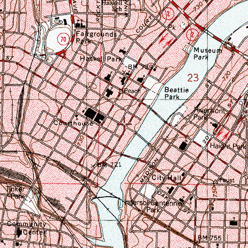 Topographic Map of Rockford, IL