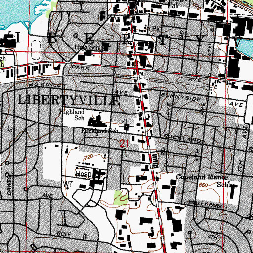 Topographic Map of Rockland Elementary School, IL