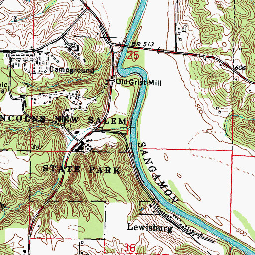 Topographic Map of Rocky Branch, IL